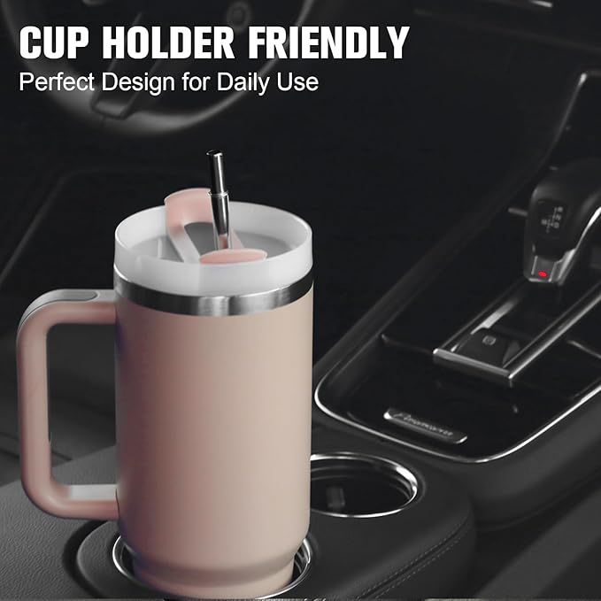 40oz Tumbler with Handle Insulated Stainless Steel